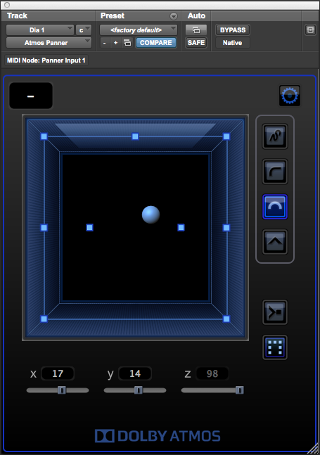 The Atmos system comprises mixing software with 3D panning to X/Y/Z coordinates