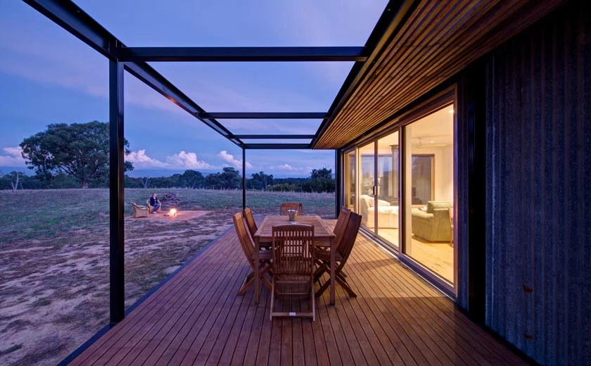 The home's interior features an open plan living and dining area, built-in wall kitchen, European laundry, double bedroom, bathroom and storage space