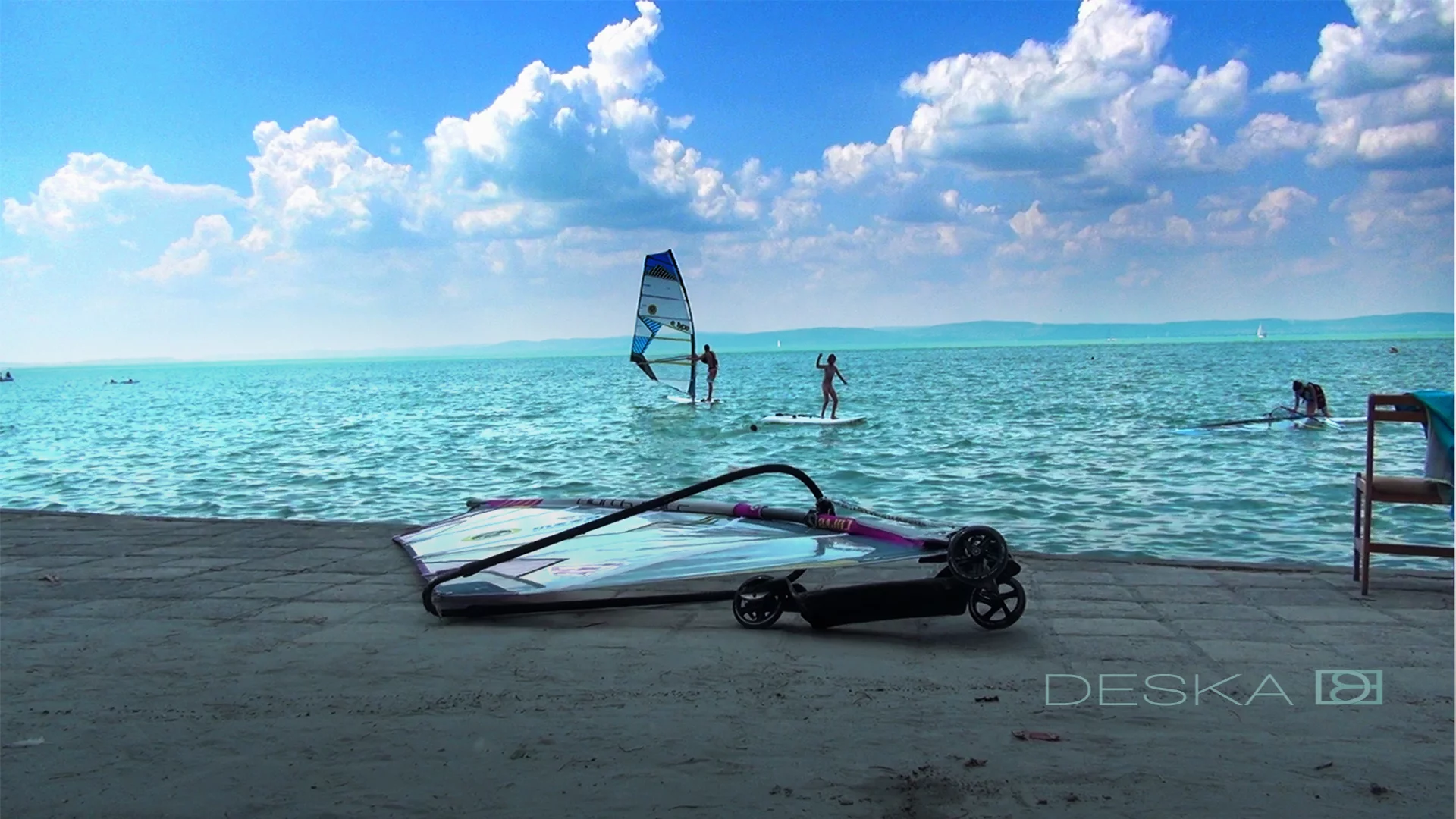 With the addition of a sail, the Deska becomes a windsurfing skateboard
