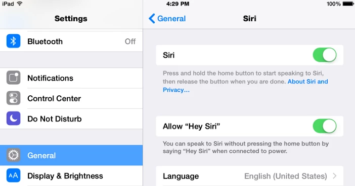 Enable the "Hey Siri" feature