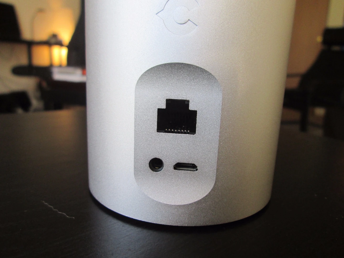 The Canary's ports include an Ethernet port