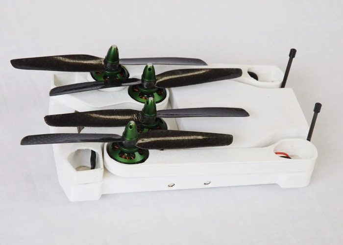 The PhoneDrone's propeller arms fold back for transit
