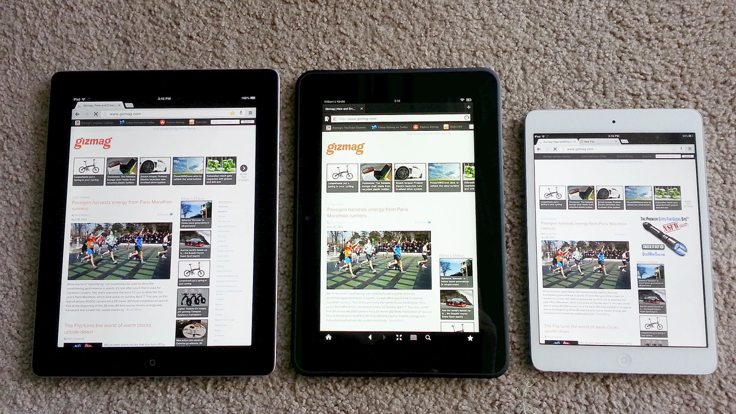 The Fire 8.9 is almost the same height as the iPad 4, and much taller than the iPad mini