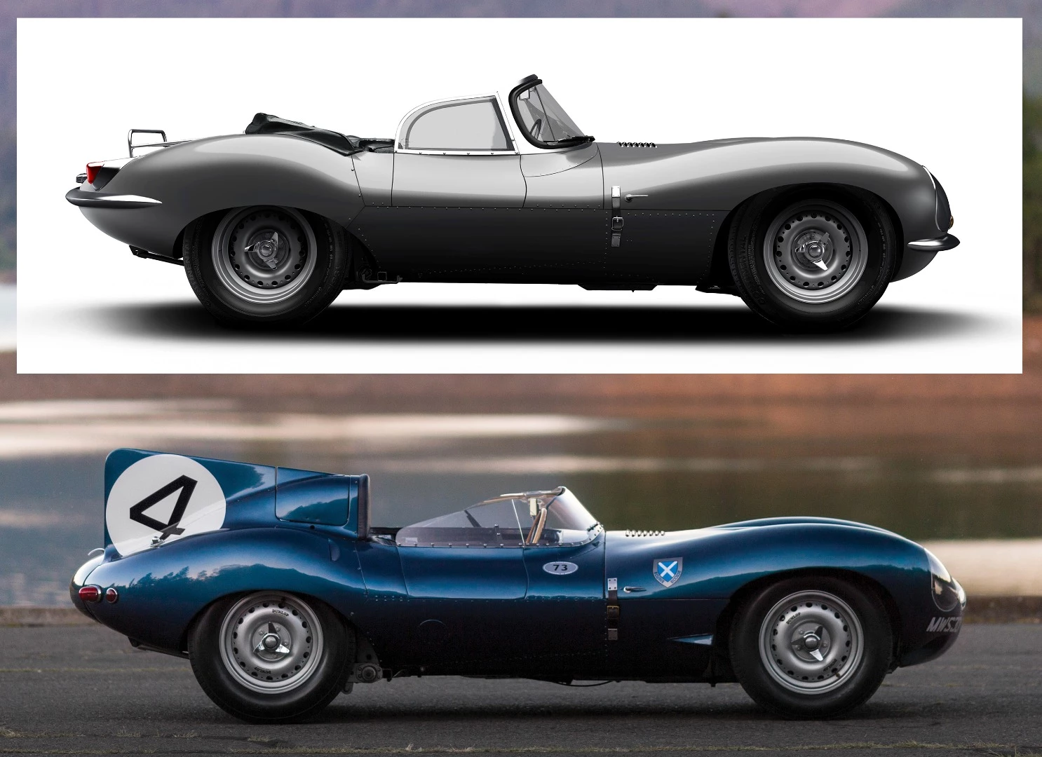 The XKSS (above) is based directly on the D-Type Jaguar (below)