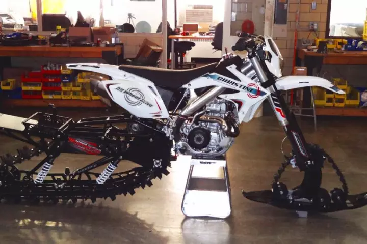 Christini's II-Track Snow Bike system, ready to roll