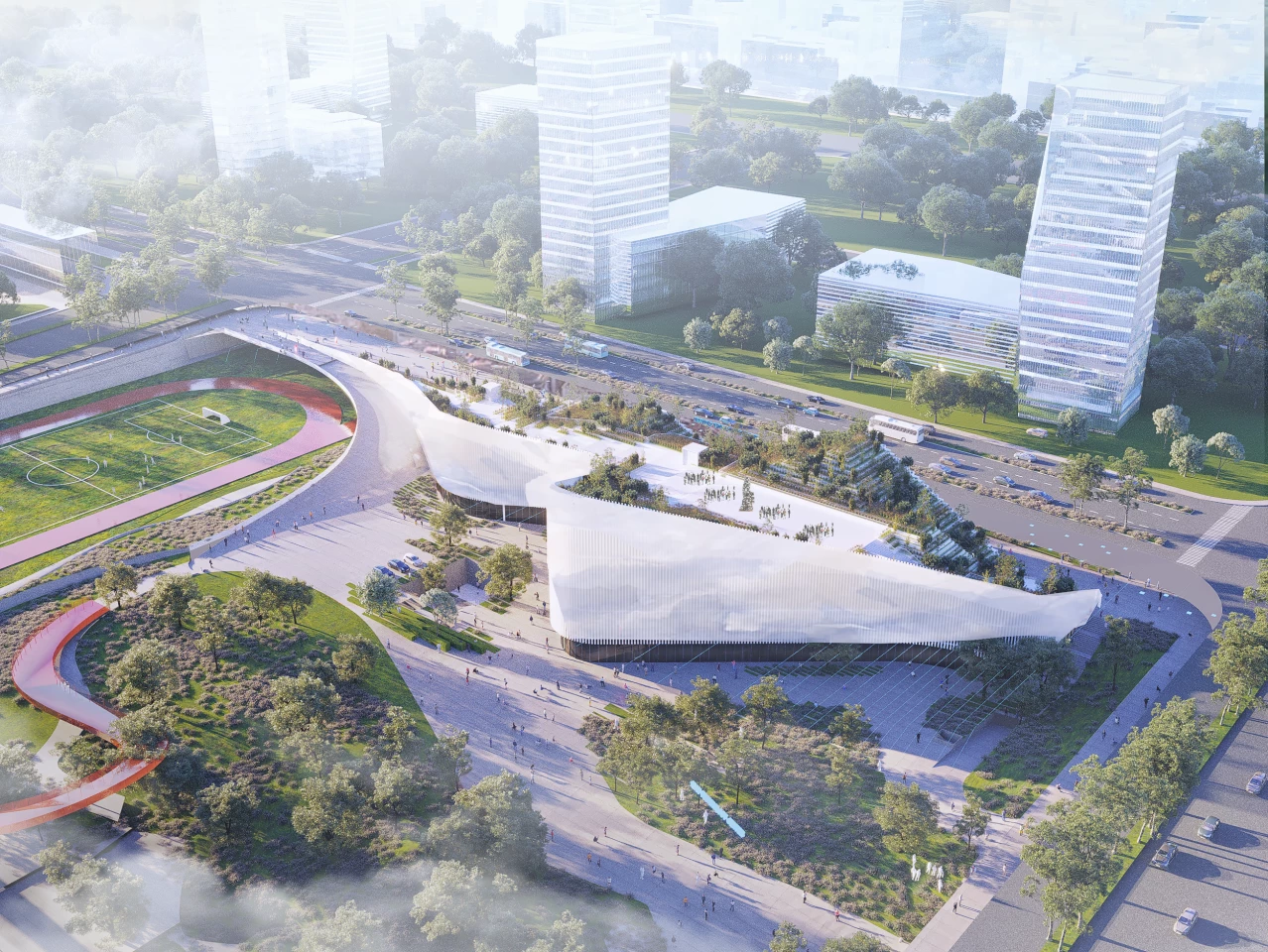 The Culture CBD Modern Technology Experience Center will be covered in dozens of different species of trees, herbs and shrubs