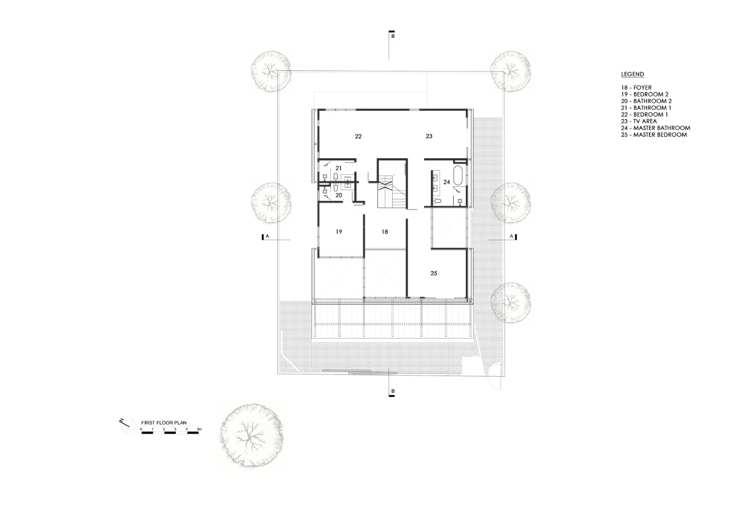 Architectural drawing of the Clay Roof House