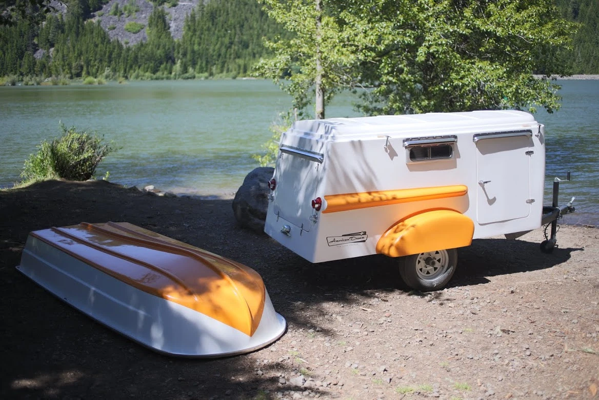 The boat removes via five latches and a separate roof makes the camper unit a self-contained shelter