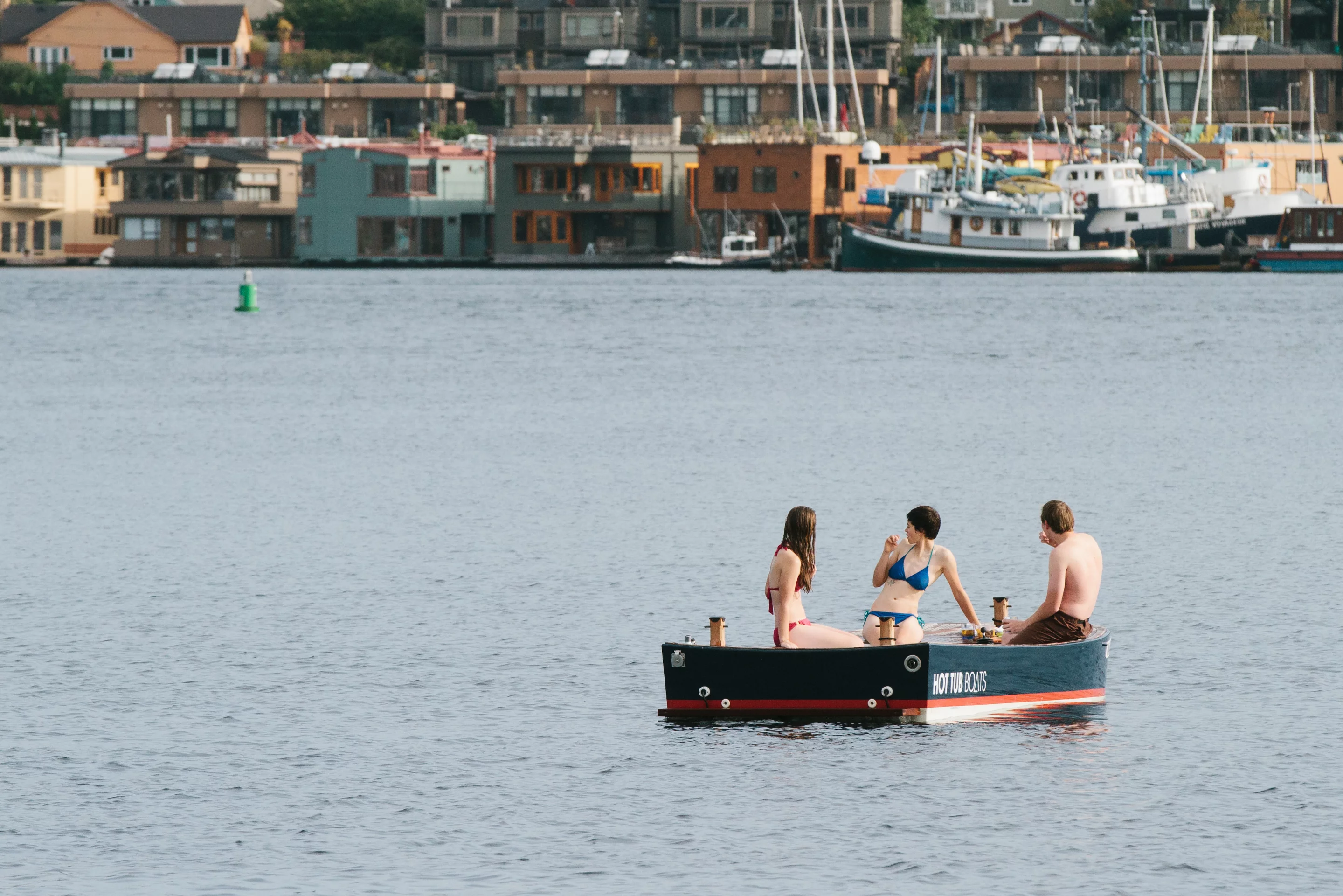 The Hot Tub Boat allows its passengers to soak while they cruise