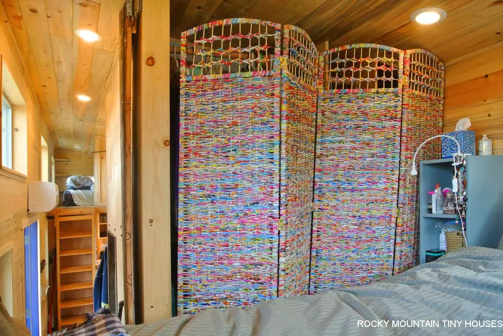 The main bedroom in the Rusted Mountain Roost has plenty of room to stand up