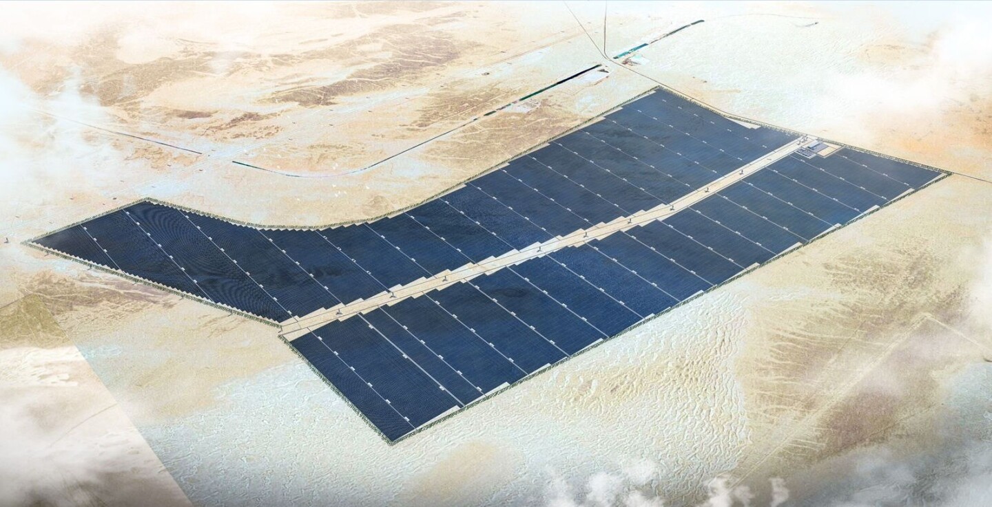 An array of solar panels at the Al Dhafra solar farm in Abu Dhabi