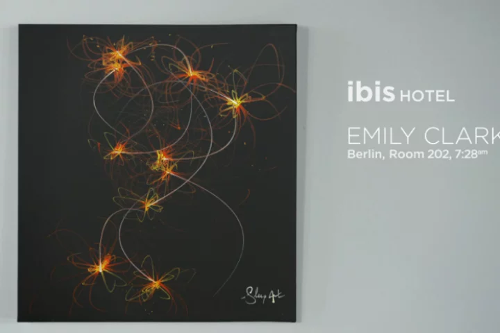 A finished work of Sleep Art: painted by a robot, created by an individual's nocturnal habits