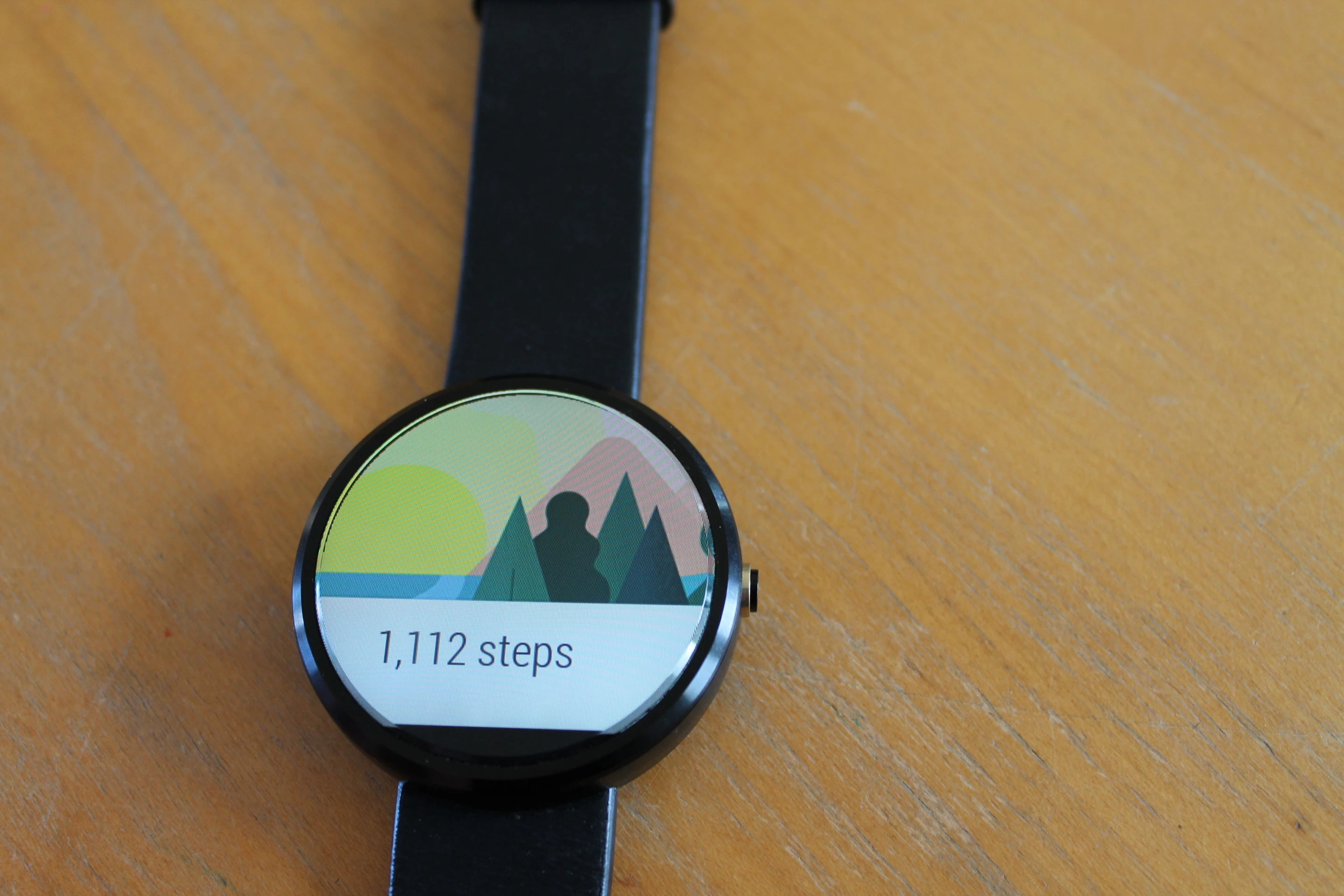 The Android Wear step counter on a round display (Photo credit: Eric Mack/Gizmag.com)