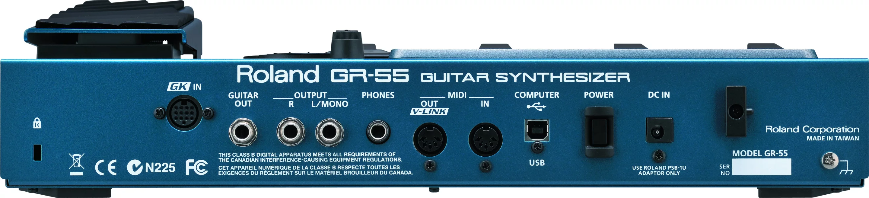 The rear is where you'll find all the in/out interfaces, including MIDI, USB, 0.25-inch output jacks and a 13-pin GK input