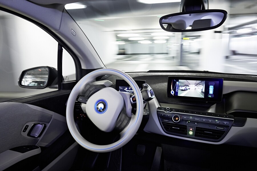 The BMW Remote Valet Parking system employs four laser scanners to scan the car's surrounding environment