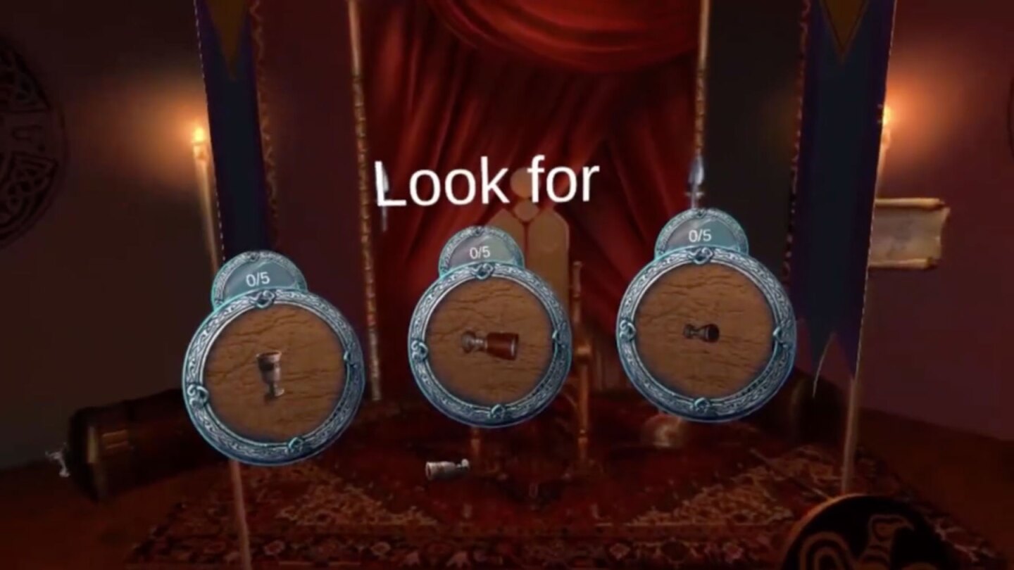 Screenshot from Wrath of Loki, the Gear VR hidden object game
