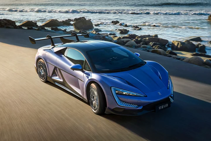 The YangWang U9 electric hypercar: capable of an unusual degree of leaping and spinning