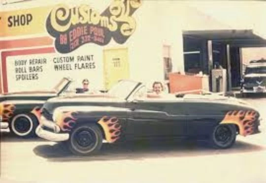 Eddie Paul with one of his earliest movie creations: the famous Craterface car from Grease