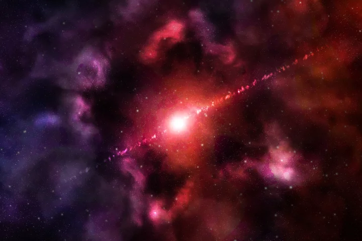 Illustration of a distant red glow