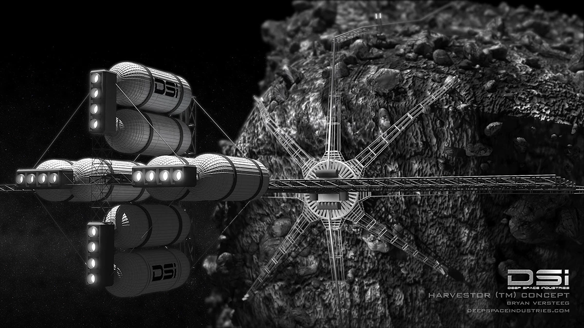 Artist's concept of an asteroid mining station