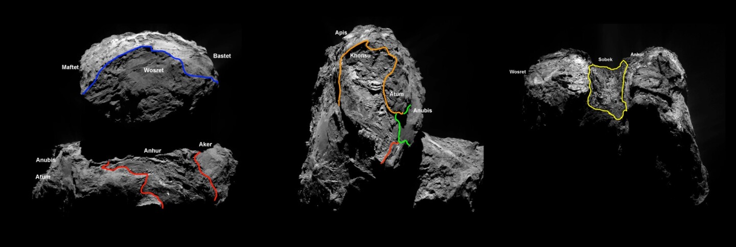 Four new regions discovered in the southern hemisphere of comet 67P