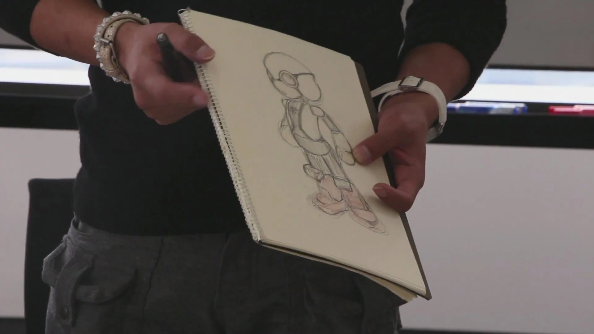 Tomotaka Takahashi's design sketch for Kibo, a communication robot destined for the International Space Station