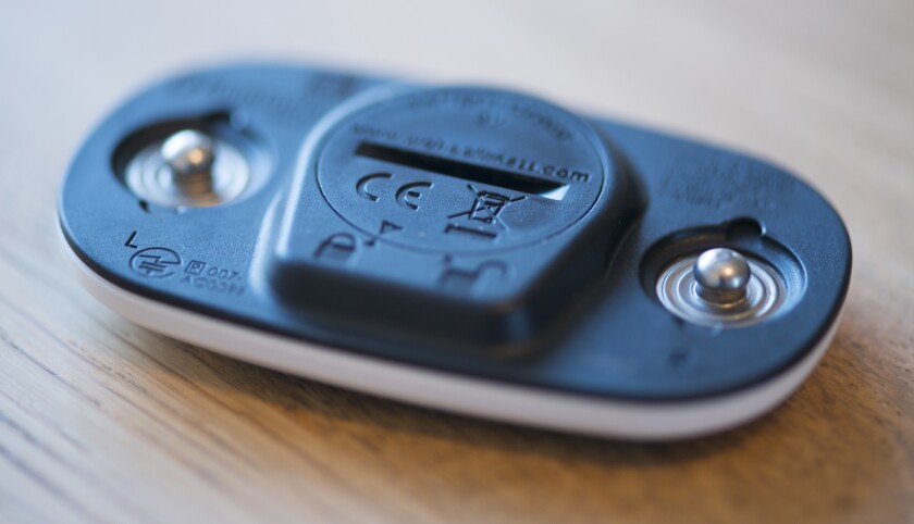 The Wahoo Fitness Tickr X uses a CR2032 battery, which can last for up to 12 months (Photo: Simon Crisp/Gizmag.com)