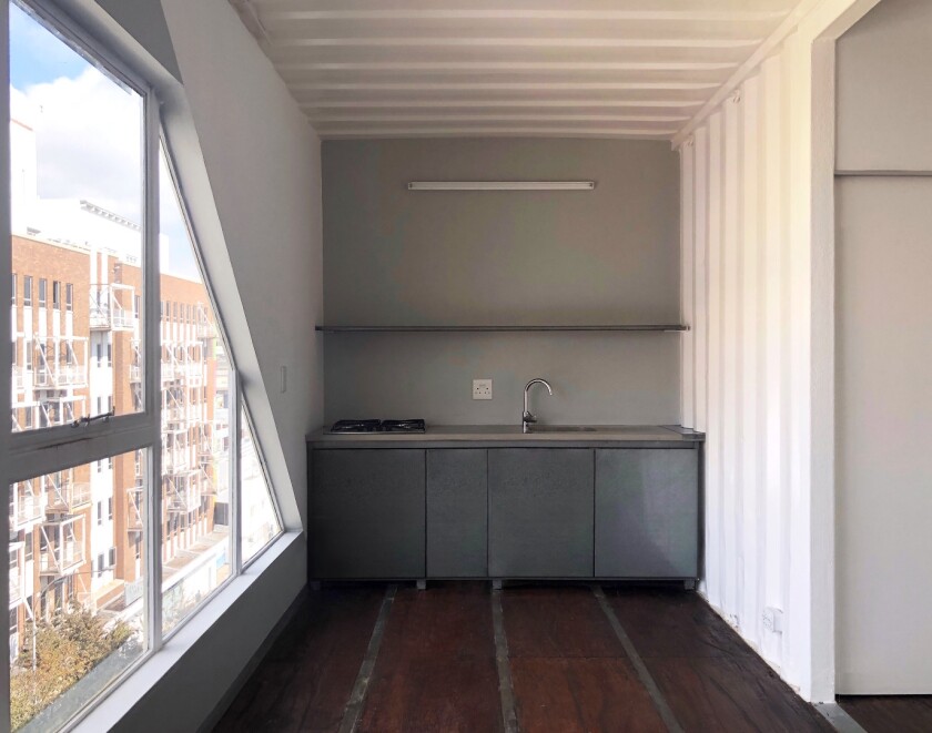 Drivelines Studios' apartments vary in size between 300 sq ft (27.8 sq m) and 600 sq ft (55.7 sq m)