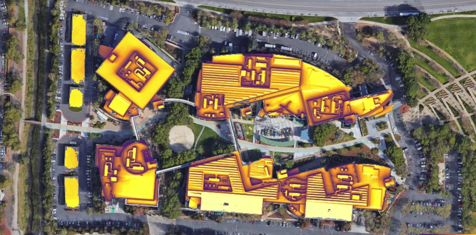 Project Sunroof visualization of Google's own Googleplex in California