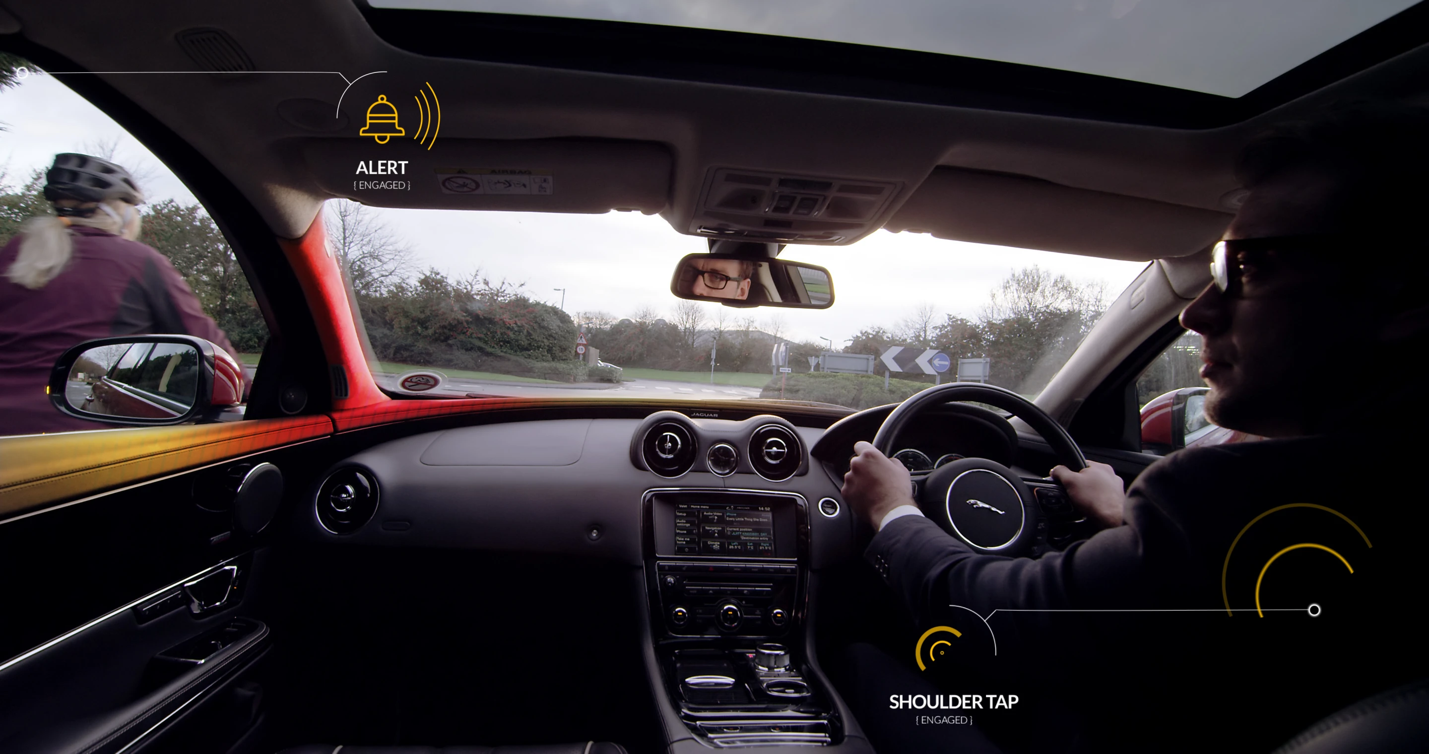 Bike Sense uses lights, sounds and tactile sensations to alert drivers to the presence of cyclists
