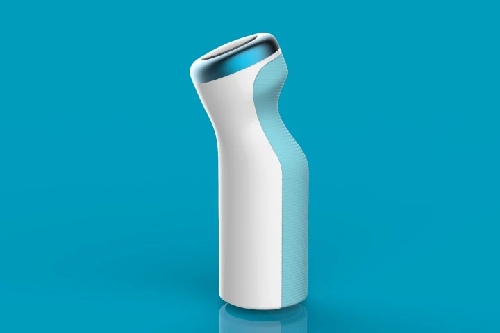 The business end of the RAP system is a handheld device which is used to send acoustic pulses through the skin