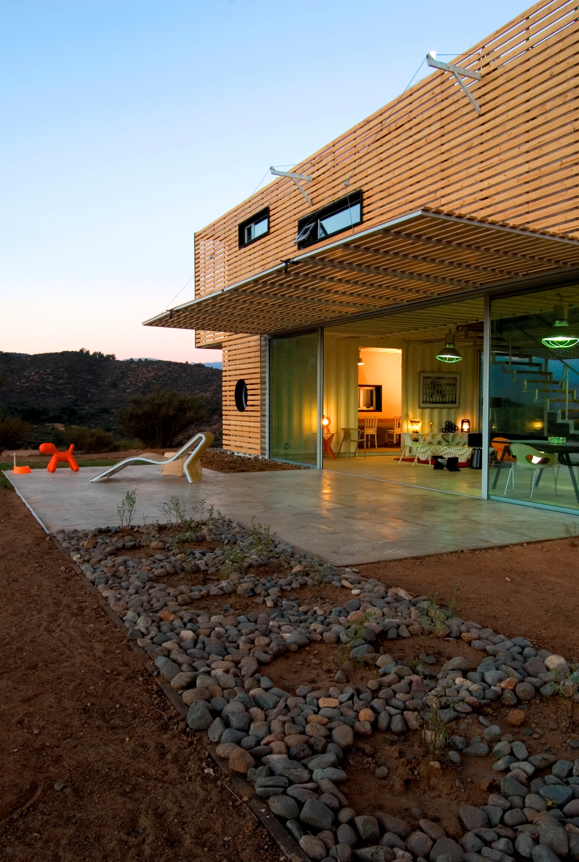 The 160-sq m (1700-sq ft) Manifesto House is built primarily from three reused shipping containers