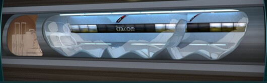 Cutaway view of an ETT capsule in the evacuated transport tube