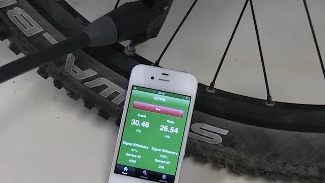 The BTPS Bike Tire Pressure System in use