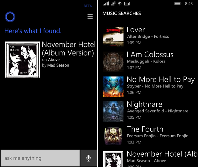 Cortana can identify music like Shazam