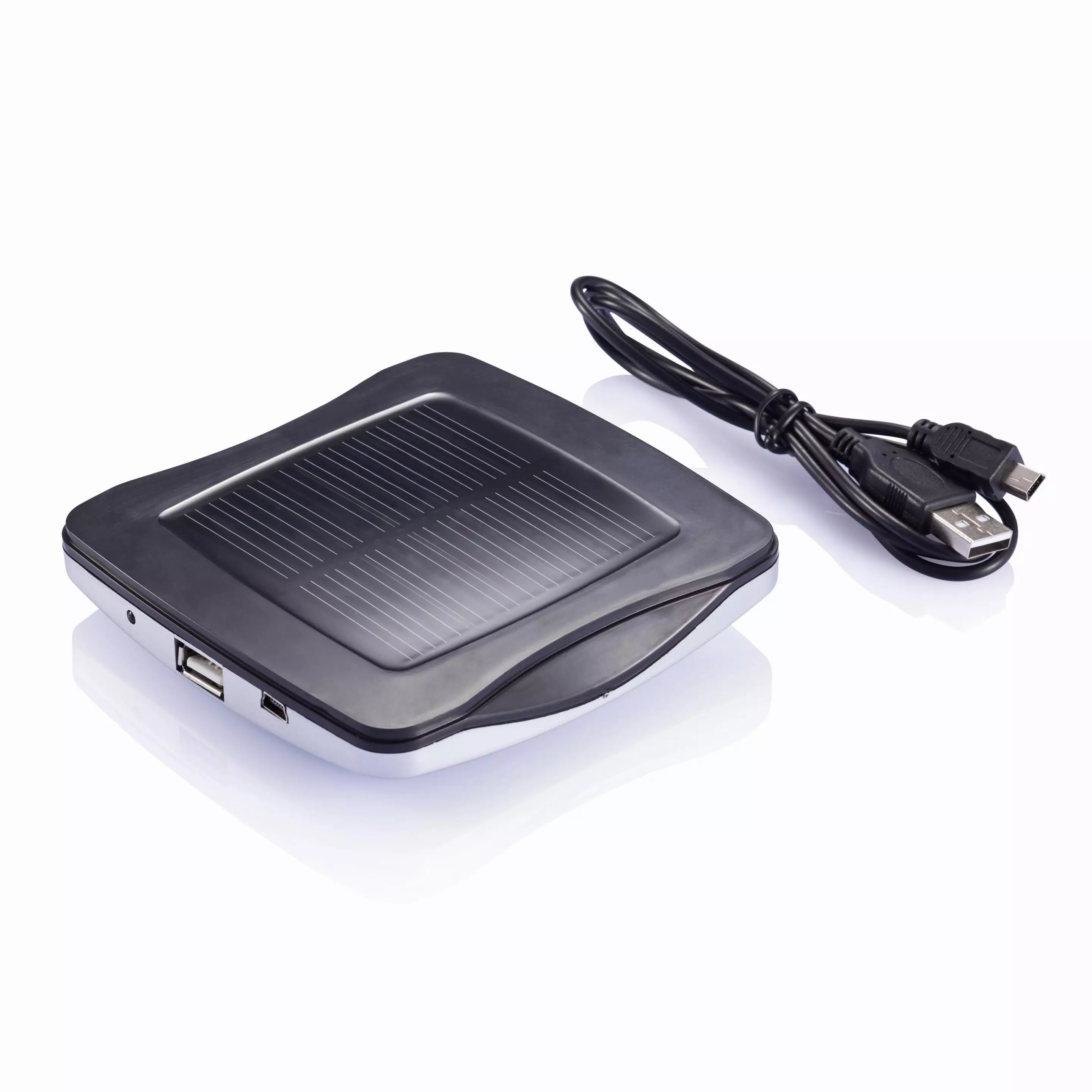 The Window solar charger has an ABS plastic case with a PV panel surrounded by silicone pads capable of temporarily sticking to the glass of a window
