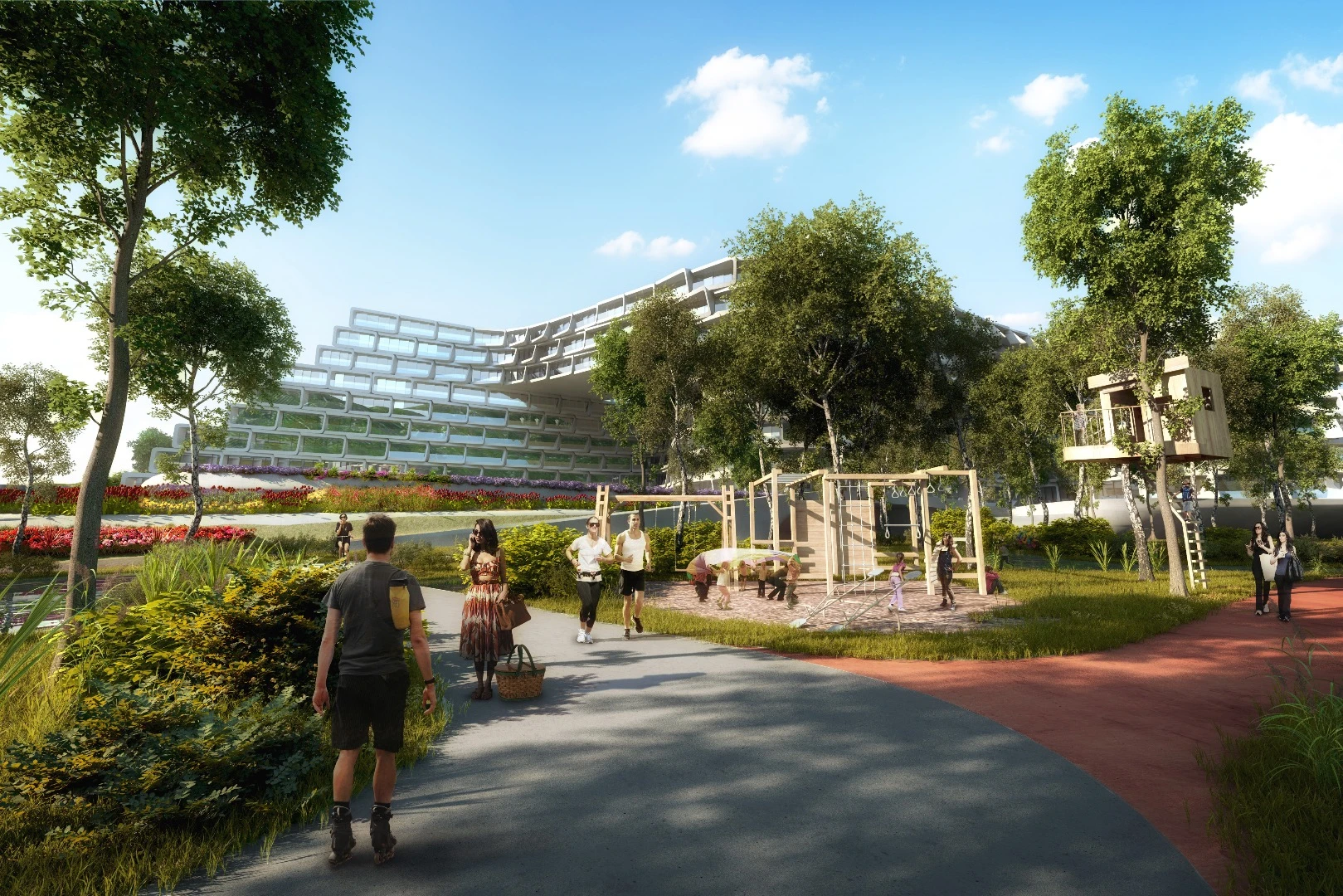 Zaha Hadid Architects) has unveiled a design for a high-density low-rise apartment complex in Monterrey, Mexico