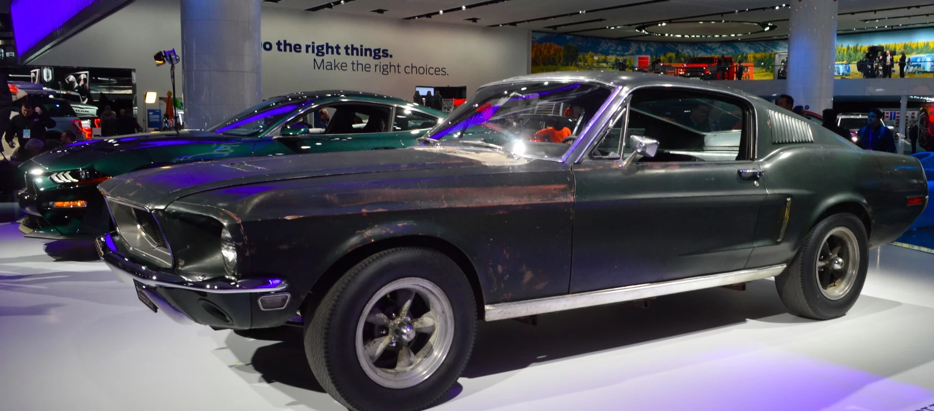 The 1968 Bullitt Mustang is a big highlight of Ford's booth and one of the show's overall highlights