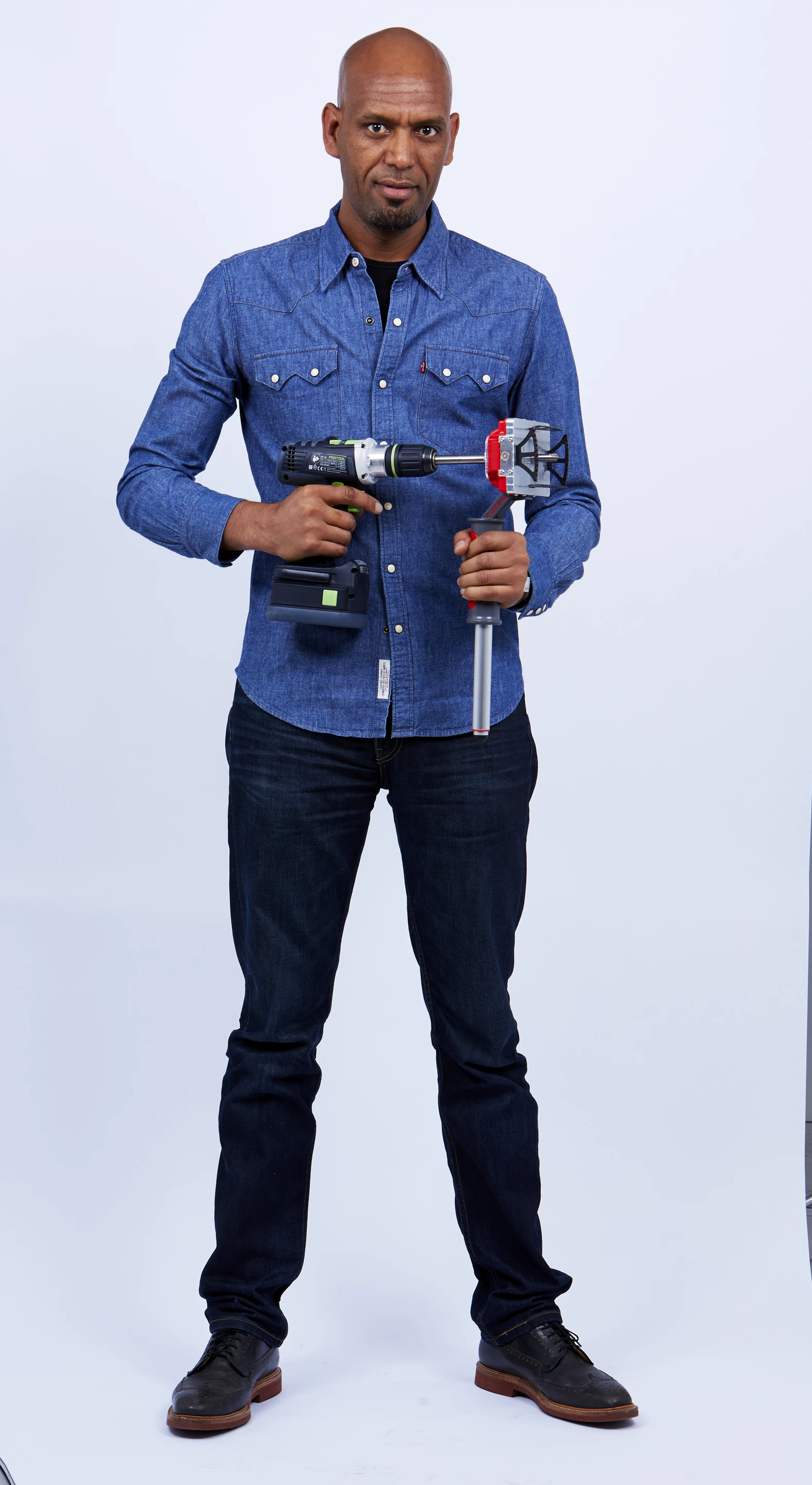 Michael Sebhatu, creator of the Quadsaw, looking intense