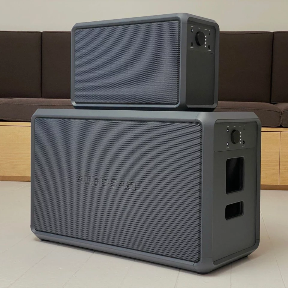 The Audiocase S5 (top) and S10 (bottom) each feature a PVC-coated plywood cabinet built around an aluminum frame