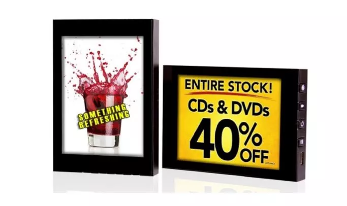 The Video Name Tag is a miniature OLED screen that displays advertising, that retail salespeople wear like a traditional name tag