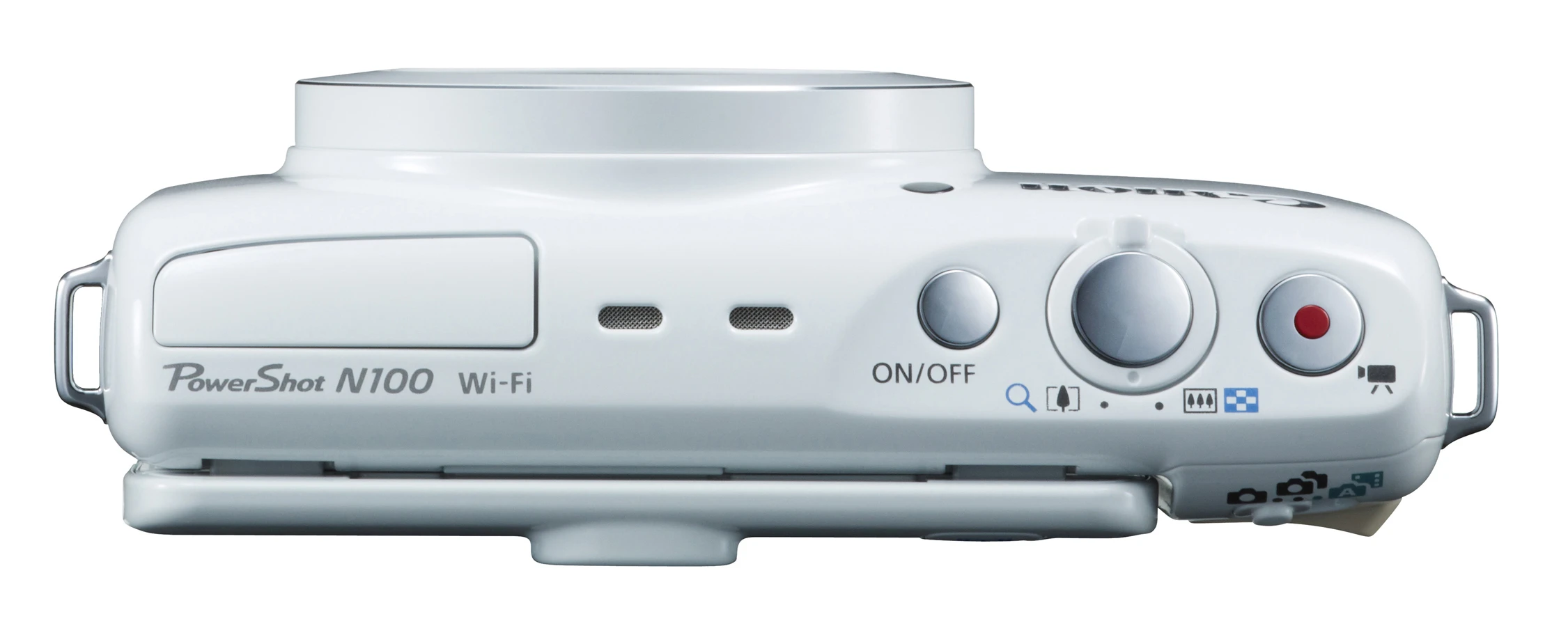 The Canon PowerShot N100 has Wi-Fi and NFC connectivity for the easy sharing of images
