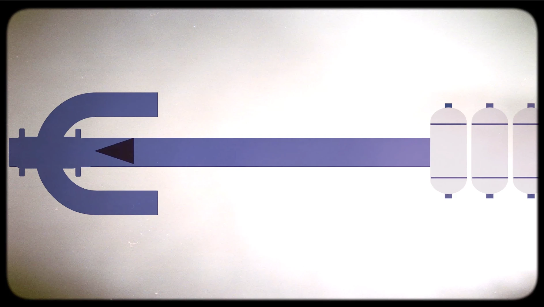 The wedge-shaped projectile gets moving with an initial charge, then receives a hefty two-sided squeeze on the tail as it passes through a number of subsequent compressed air gates