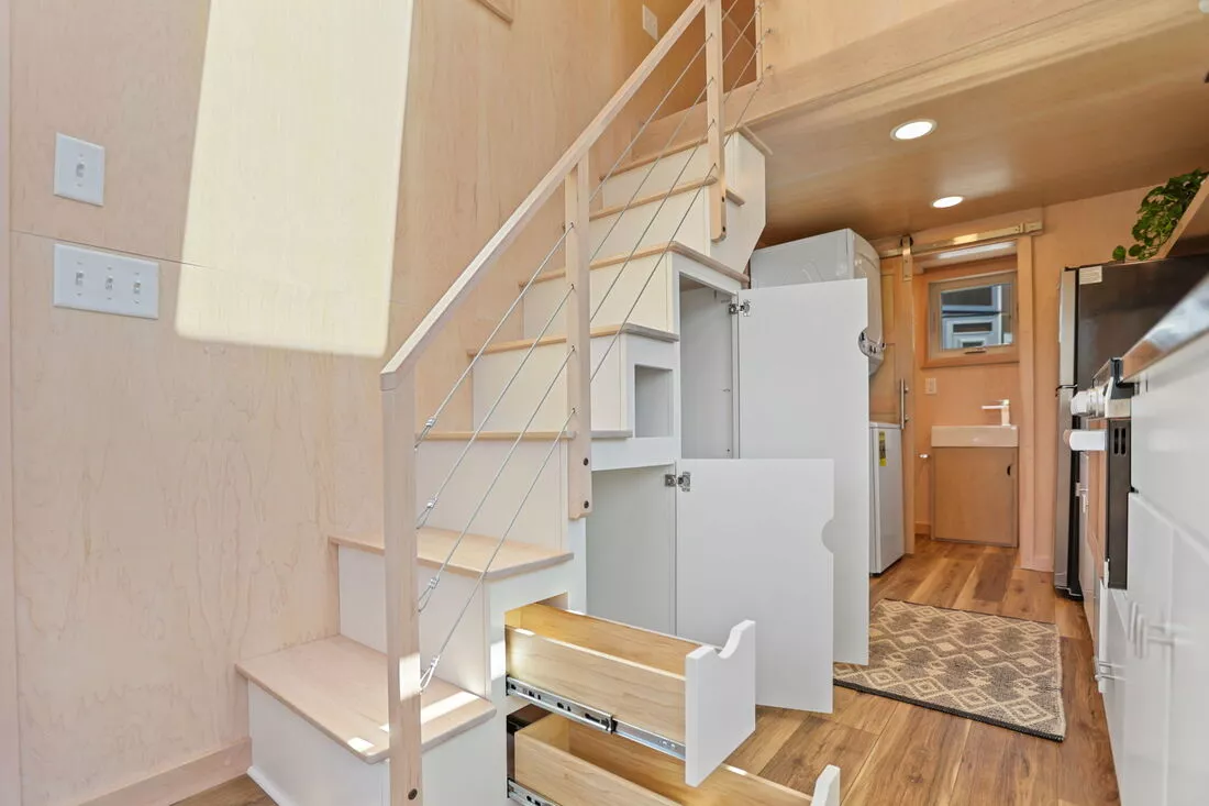The Sea Chord's bedroom is accessed by a storage-integrated staircase