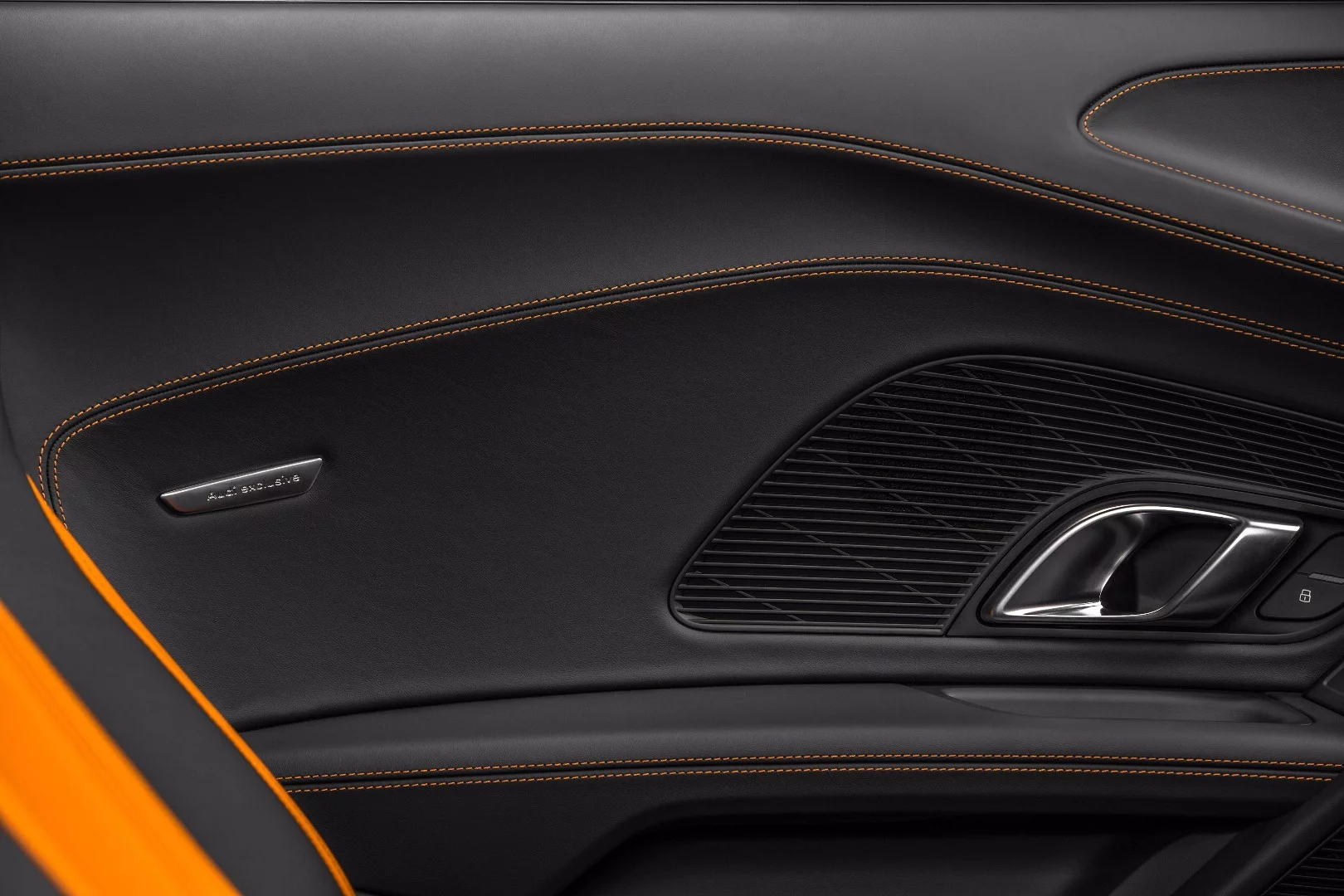 Orange and black trim in the Audi R8 V10 Plus Exclusive Edition