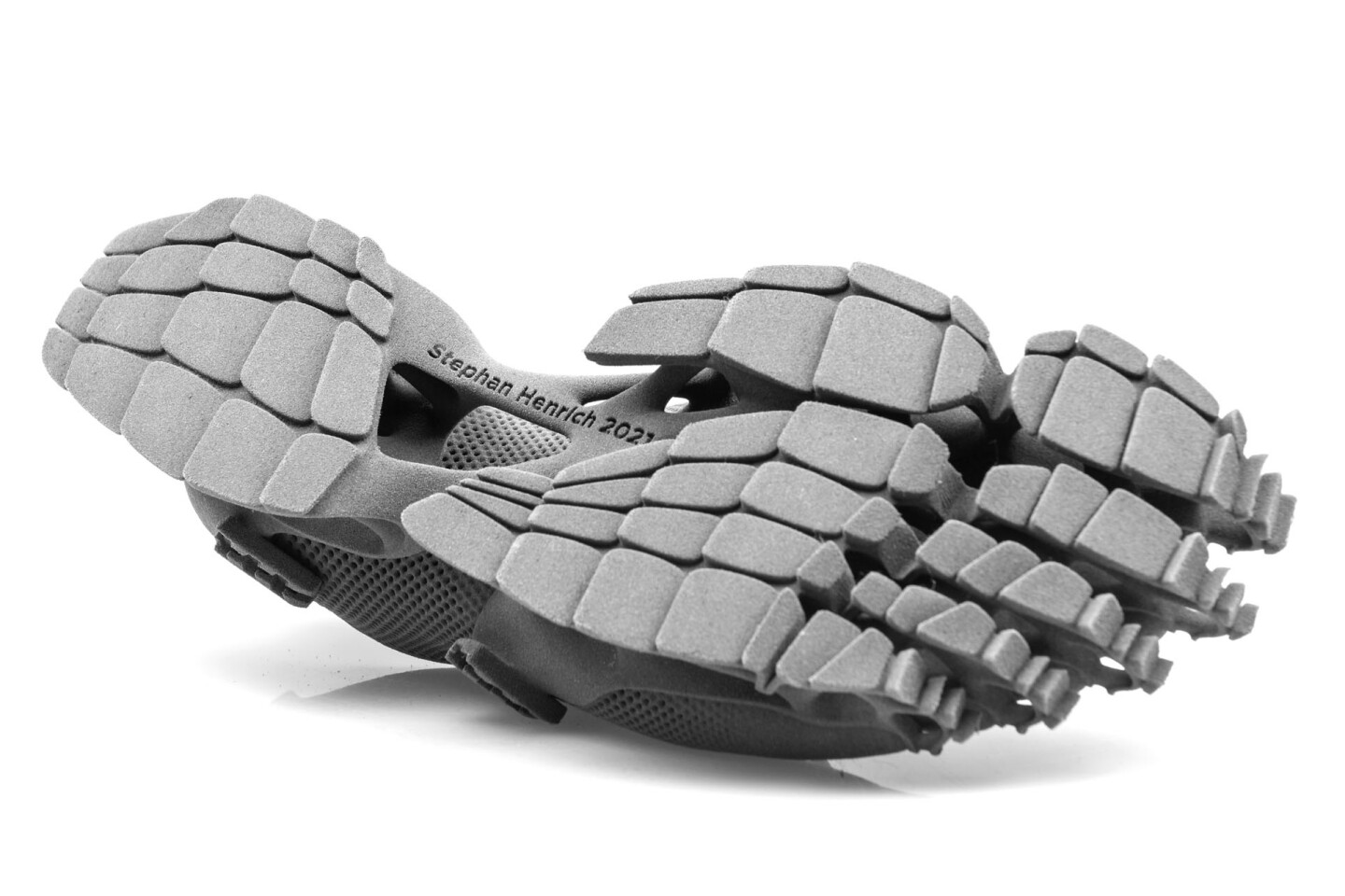 The sole is designed to leave the footprints of a mythical beast