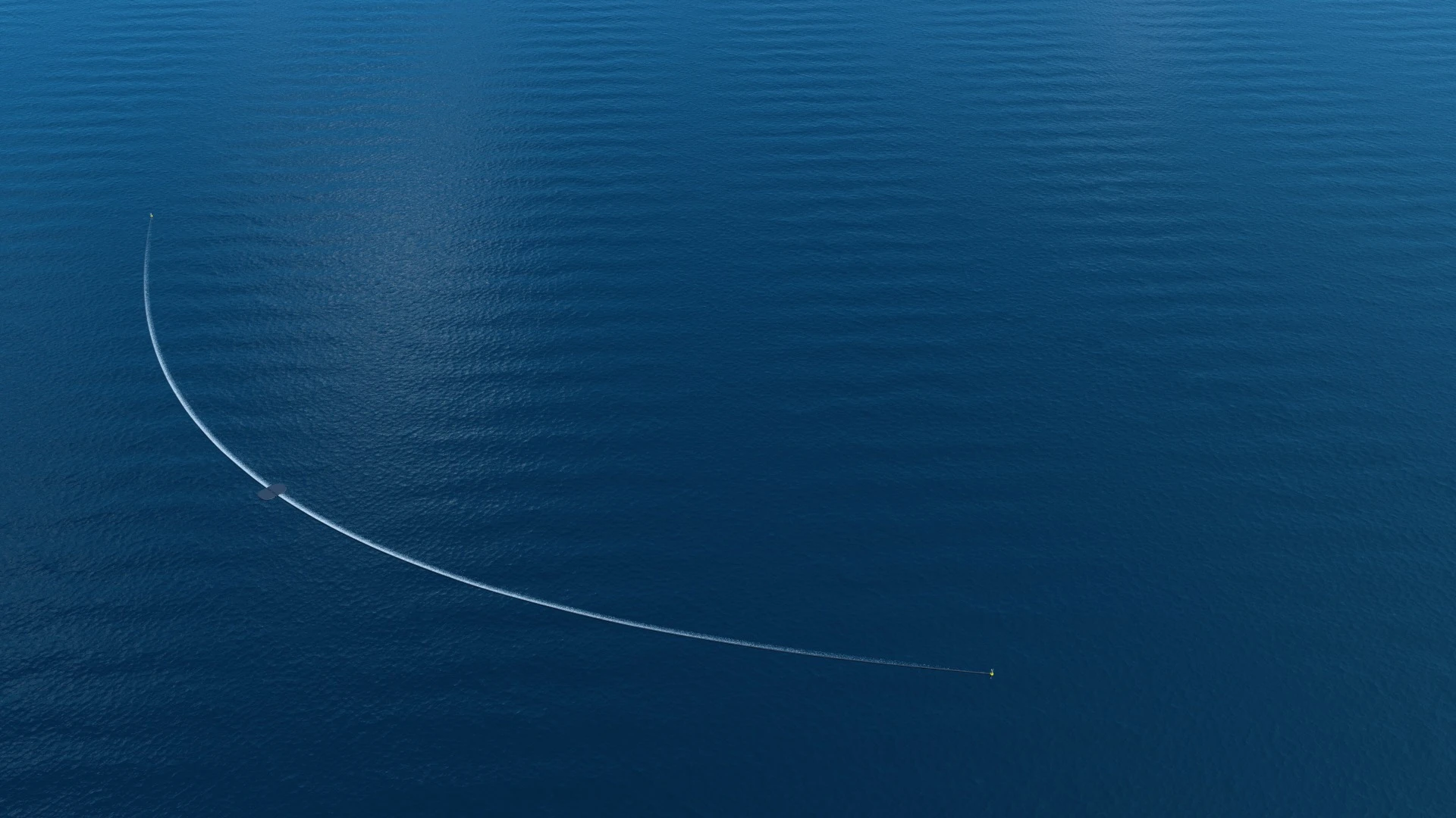 The Ocean Cleanup computer rendering, aerial view