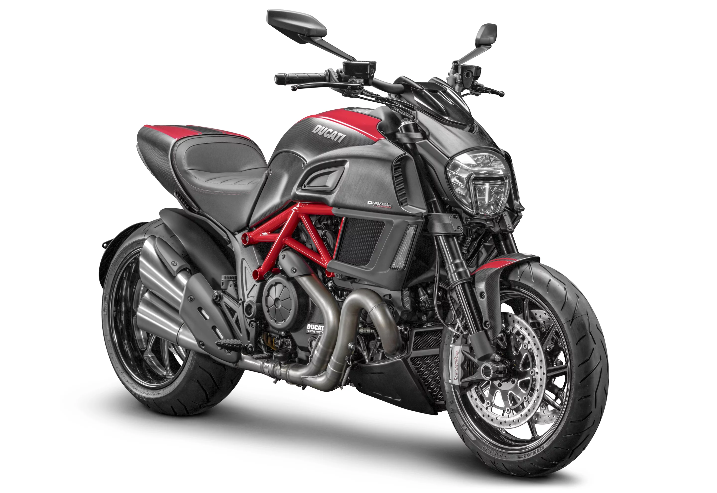 The Diavel incorporates the very latest in innovative Ducati technologies, including electronic Riding Modes. Selectable from the left-hand switchgear - even while riding - the choice of three pre-set modes are programmed to instantly change the character of the Diavel. The three modes are enabled by combining class-leading technologies such as Ride-by-Wire (RbW) and Ducati Traction Control (DTC).