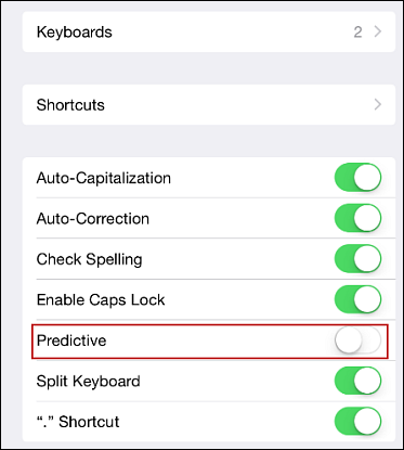 Turn off Predictive text in iOS 8