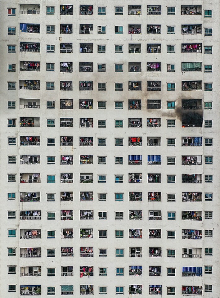 'Low-income housing and old design'. Hoang Liet Ward, Hoang Mai District, Hanoi, Vietnam